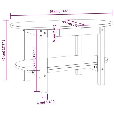 vidaXL Stolić za kavu crni 80x45x45 cm od masivne borovine