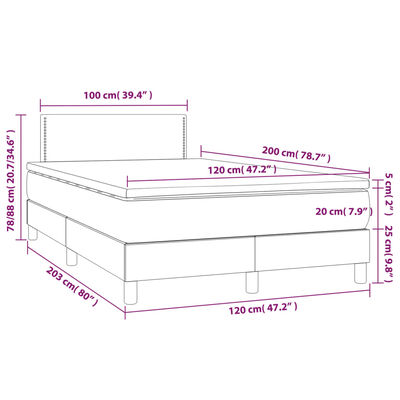 vidaXL Krevet box spring s madracem LED bijeli 120x200 cm umjetna koža