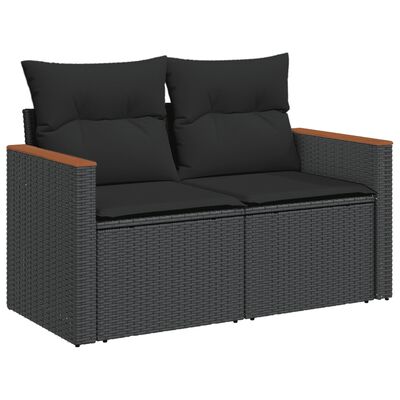 vidaXL 7-dijelni set vrtnih sofa od poliratana s jastucima crni