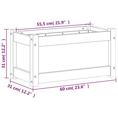 vidaXL Vrtna sadilica 60x31x31 cm od masivne borovine