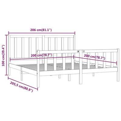 vidaXL Okvir za krevet od masivne borovine boja meda 200 x 200 cm