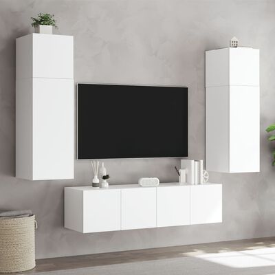 vidaXL Zidni TV ormarići s LED svjetlima 2 kom bijeli 60x35x31 cm
