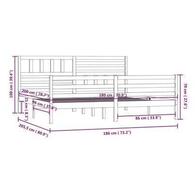 vidaXL Okvir za krevet od masivnog drva 180x200 cm veliki bračni