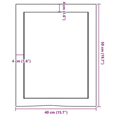 vidaXL Kupaonska radna ploča svjetlosmeđa 40x50x(2-6) cm masivno drvo