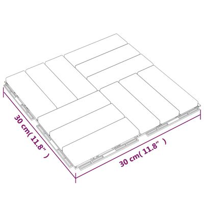 vidaXL Pločice za trijem 20 kom 30 x 30 cm od masivne tikovine