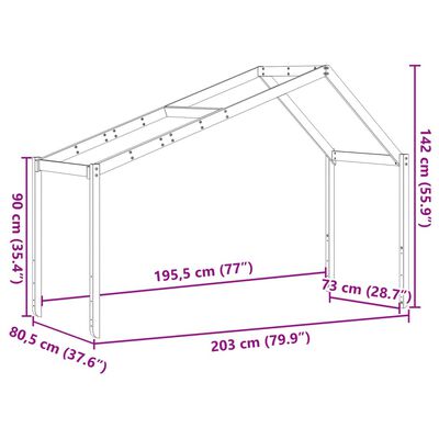 vidaXL Krov za dječji krevet voštano smeđi 203x80,5x142 cm borovina