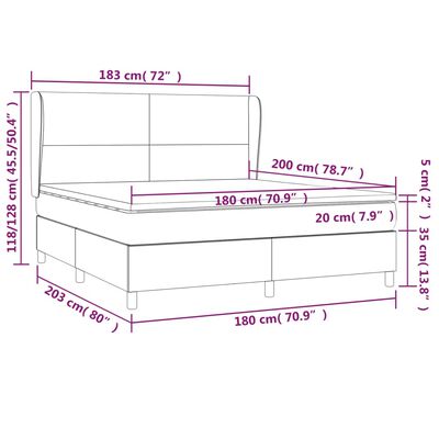 vidaXL Krevet s oprugama i madracem crni 180x200 cm od tkanine