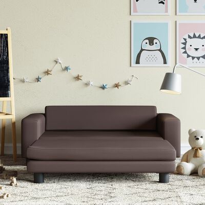 vidaXL Dječja sofa s tabureom smeđa 100 x 50 x 30 cm od umjetne kože