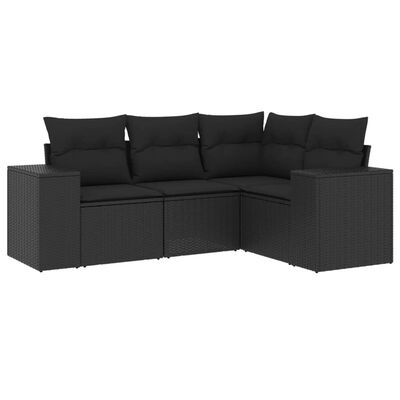 vidaXL 4-dijelni set vrtnih sofa od poliratana s jastucima crni
