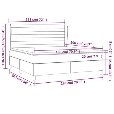 vidaXL Krevet s oprugama i madracem svjetlosivi 180x200 cm baršunasti