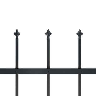 vidaXL Vrtna ograda s ukrasnim kopljima čelična 6,8 x 1,2 m crna