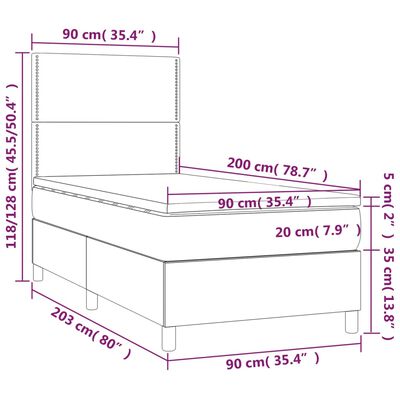 vidaXL Krevet s oprugama i madracem crni 90 x 200 cm od umjetne kože