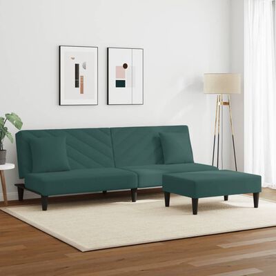 vidaXL 2-dijelni set sofa s jastucima tamnozeleni baršunasti