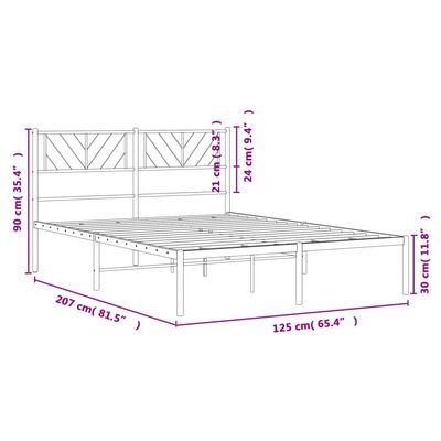 vidaXL Metalni okvir za krevet s uzglavljem crni 120x200 cm