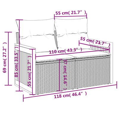 vidaXL 4-dijelni set vrtnih sofa od poliratana s jastucima crni