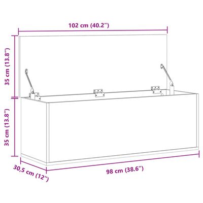 vidaXL Kutija za pohranu boja hrasta 102x35x35 cm konstruirano drvo