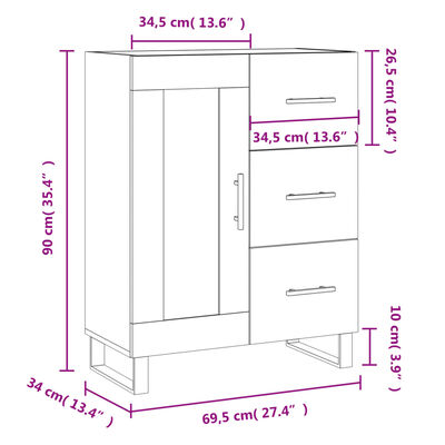 vidaXL Komoda boja hrasta sonome 69,5 x 34 x 90 cm konstruirano drvo