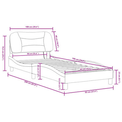 vidaXL Okvir kreveta s LED svjetlima smeđi 90 x 190 cm od umjetne kože