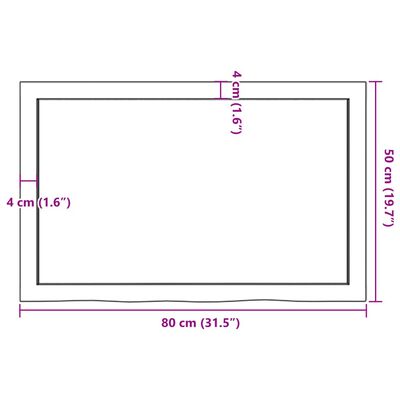 vidaXL Kupaonska radna ploča tamnosmeđa 80x50x(2-6) cm tretirano drvo