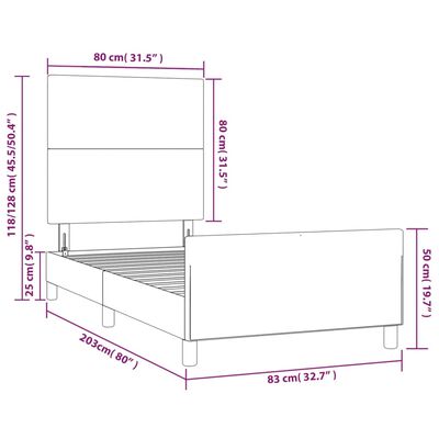 vidaXL Okvir za krevet s uzglavljem sivi 80 x 200 cm od umjetne kože