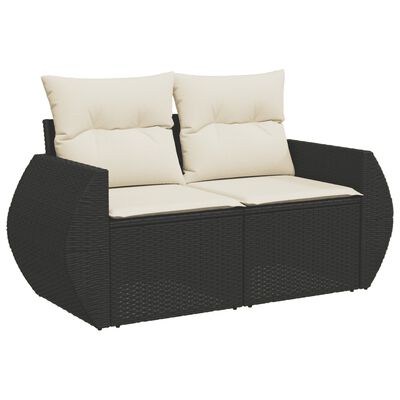 vidaXL 6-dijelni set vrtnih sofa s jastucima crni od poliratana