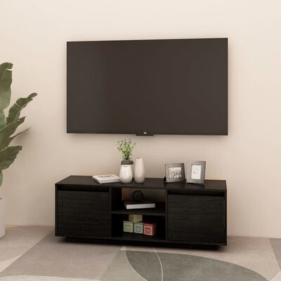 vidaXL TV ormarić crni 110 x 30 x 40 cm od masivne borovine