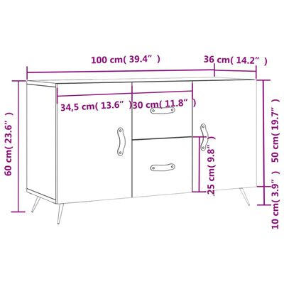 vidaXL Komoda crna 100 x 36 x 60 cm od konstruiranog drva