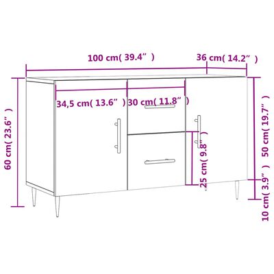 vidaXL Komoda smeđa boja hrasta 100 x 36 x 60 cm od konstruiranog drva