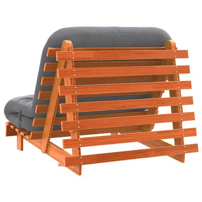 vidaXL Futon na razvlačenje s madracem smeđi 100x206x11 cm borovina