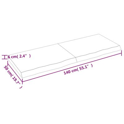 vidaXL Kupaonska radna ploča tamnosmeđa 140x50x(2-6) cm tretirano drvo