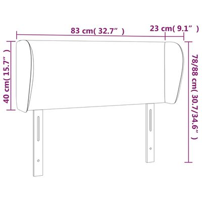 vidaXL Uzglavlje s ušima crno 83x23x78/88 cm od umjetne kože