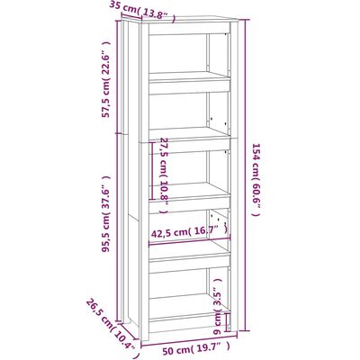 vidaXL Ormarić za knjige bijeli 50x35x154 cm od masivne borovine