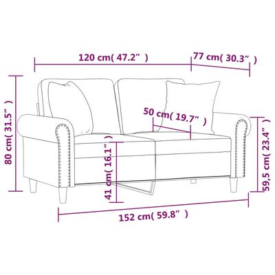 vidaXL Dvosjed s ukrasnim jastucima boja cappuccina 120cm umjetna koža