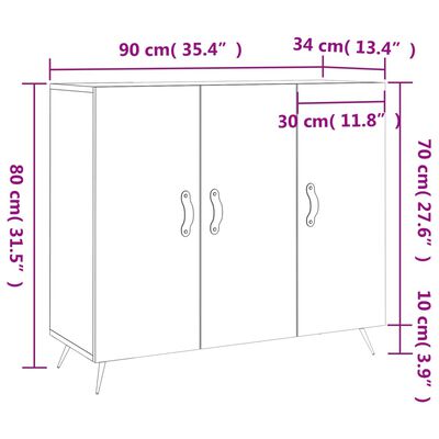 vidaXL Komoda sjajna bijela 90x34x80 cm od konstruiranog drva