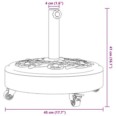 vidaXL Baza suncobrana s kotačima za stupove Ø 38/48 mm 27 kg okrugla