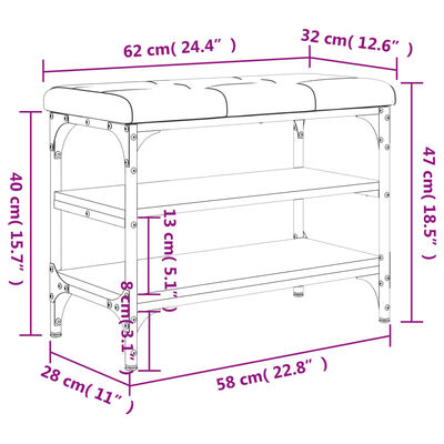 vidaXL Klupa za cipele boja hrasta 62 x 32 x 47 cm konstruirano drvo