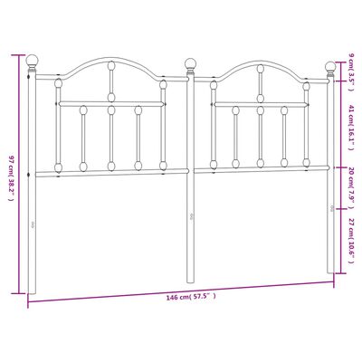 vidaXL Metalno uzglavlje bijelo 140 cm