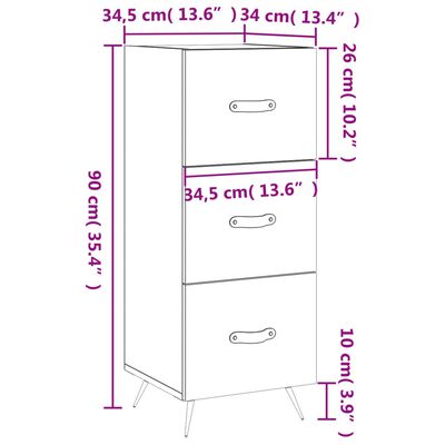 vidaXL Komoda boja dimljenog hrasta 34,5x34x90 cm konstruirano drvo