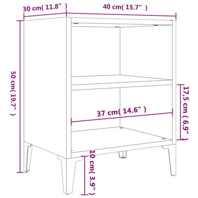 vidaXL Noćni ormarići s metalnim nogama 2 kom crni 40 x 30 x 50 cm