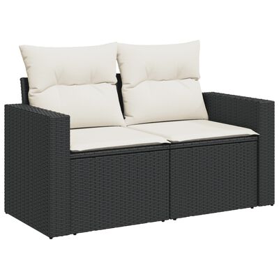 vidaXL 9-dijelni set vrtnih sofa s jastucima crni od poliratana