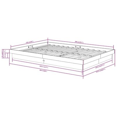 vidaXL Okvir za krevet od masivnog drva 150 x 200 cm veliki bračni