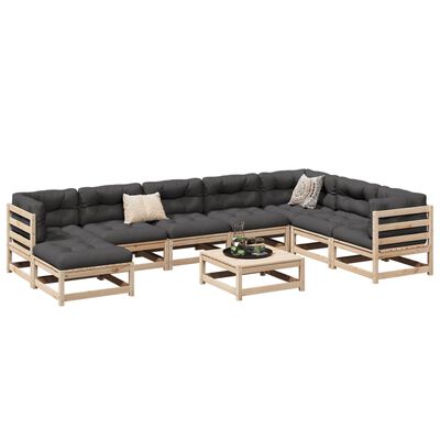 vidaXL 9-dijelni set vrtnih sofa od masivne borovine