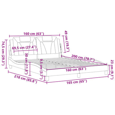 vidaXL Okvir za krevet s uzglavljem bijeli 160x200 cm od umjetne kože