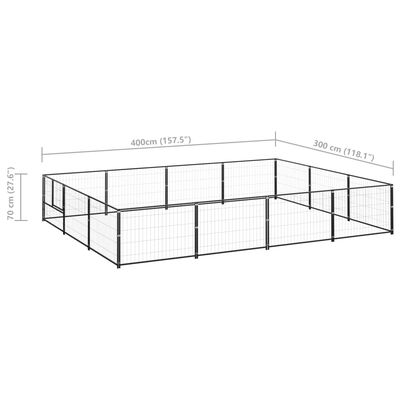 vidaXL Kavez za pse crni 12 m² čelični