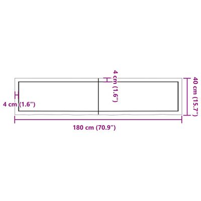 vidaXL Stolna ploča tamnosmeđa 180 x 40 x (2-6) cm obrađena hrastovina