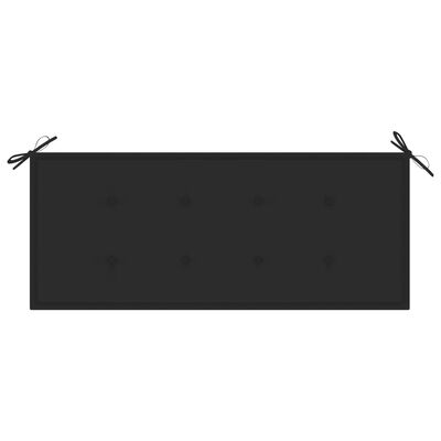 vidaXL Klupa Batavia s crnim jastukom 120 cm od masivne tikovine