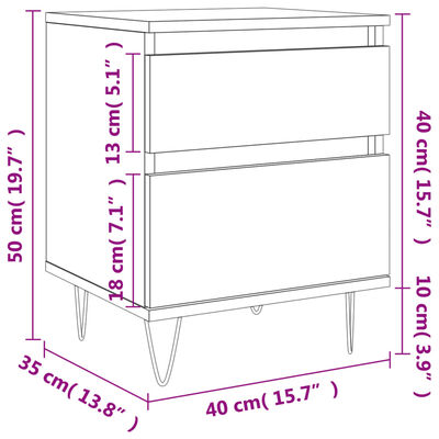 vidaXL Noćni ormarići 2 kom sjajni bijeli 40x35x50cm konstruirano drvo