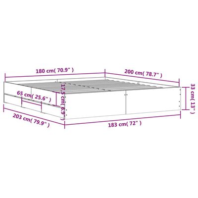 vidaXL Okvir za krevet s ladicama boja hrasta 180x200 cm