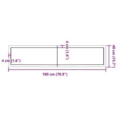 vidaXL Stolna ploča tamnosmeđa 180 x 40 x (2-4) cm obrađena hrastovina