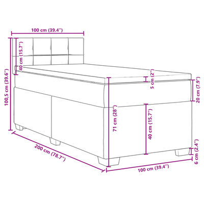 vidaXL Krevet s oprugama i madracem smeđesivi 100 x 200 cm od tkanine